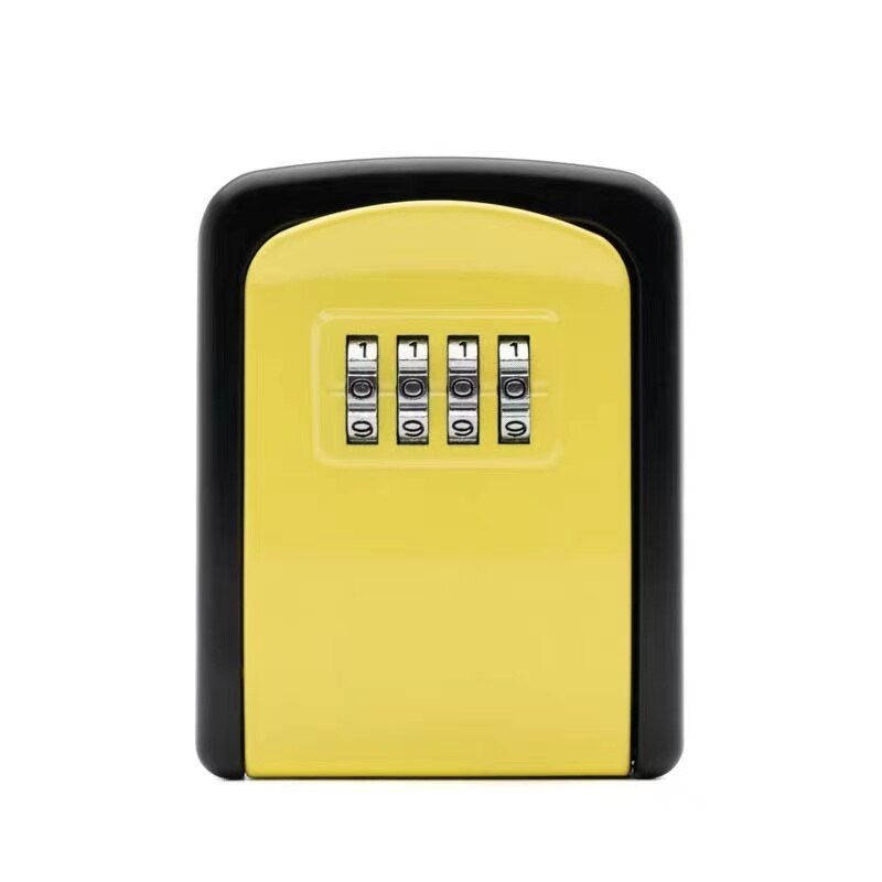 Aluminum Alloy Password Key Lock Box Storage Key Wall Mounted Key Safe Waterproof Outdoor Key Box 4-digit Password: Yellow