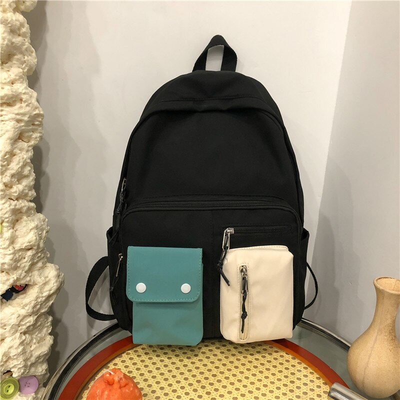 Dcimor Waterdichte Nylon Vrouwen Rugzak Vrouwelijke Multi-Pocket Schooltas Leuke Meisje Boekentas College Laptop Rugzakken Reistas: black / with rabbit