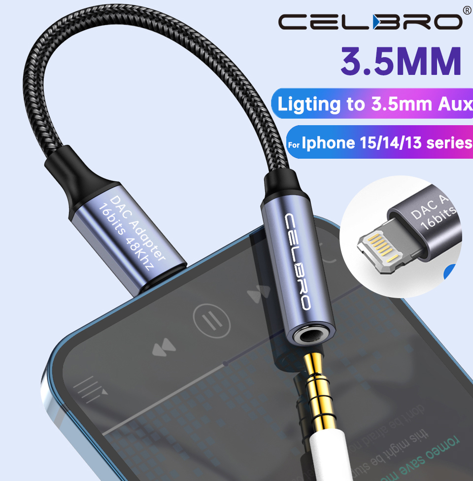 Do Iphone 15 14 13 L do 3,5 MM Kabel Aux Audio Do Iphone Adaptador 8pin do 3 5 MM Adapter gniazda słuchawkowego Do Iphone 12 11 XS X