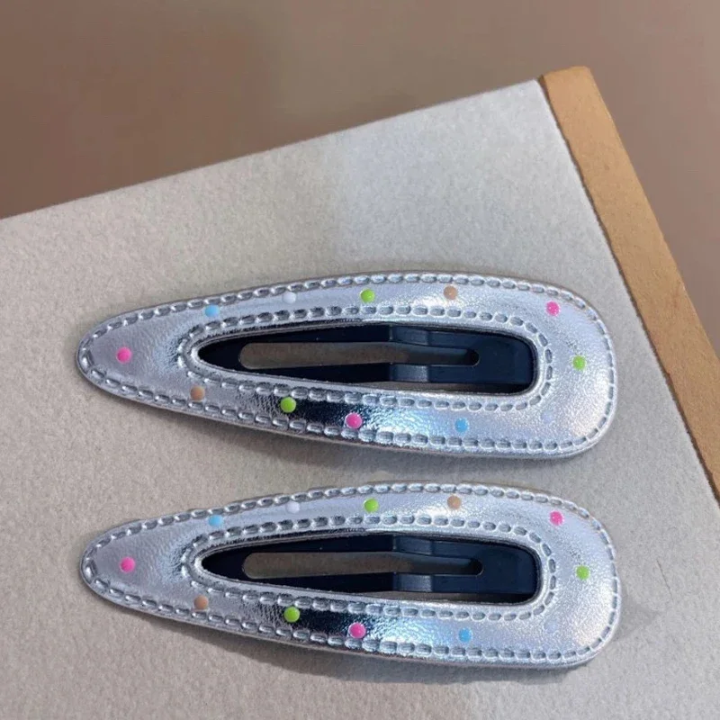 Horquillas plateadas de PU Y2K, pinzas para el cabello de varios estilos, estrellas BB, horquillas con Clip, pasador lateral bonito, accesorios para el cabello para mujer: Oro