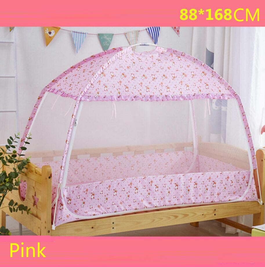 Opvouwbaar klamboe in meerdere maten voor kinderen, zomerluifel voor babybedje, anti-muggentent, mongoolse yurt, klamboe: Roze -88 x 168cm