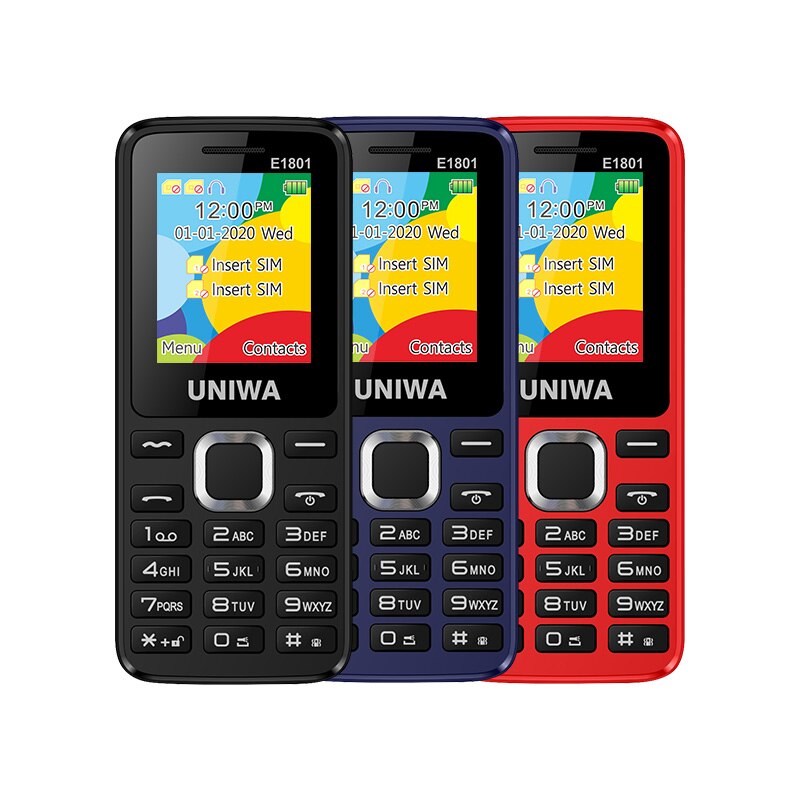 UNIWA E1801 2G GSM Bar Feature Mobile Phone Dual SIM CellPhone For Elder Wireless FM Radio Support TF Expansion Vibrator