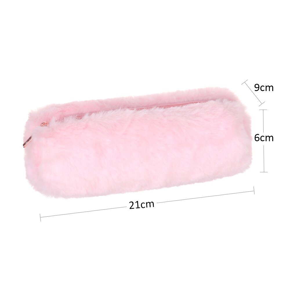 Effen Kleur Pluche Etui Meisjes School Potlood Tas Briefpapier Pencilcase Portemonnee Kawaii Mode Schoolbenodigdheden