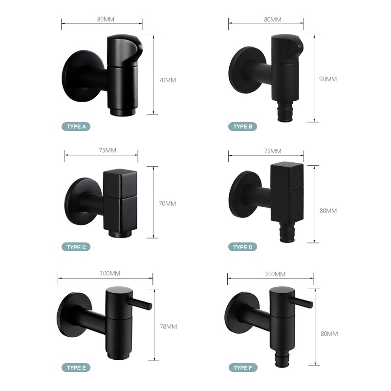 Matte Black Wall Mounted Brass Wasmachine Tap Tuin Outdoor Mop Pool Tap Wc Hoek Badkamer Water Kraan Bibcock