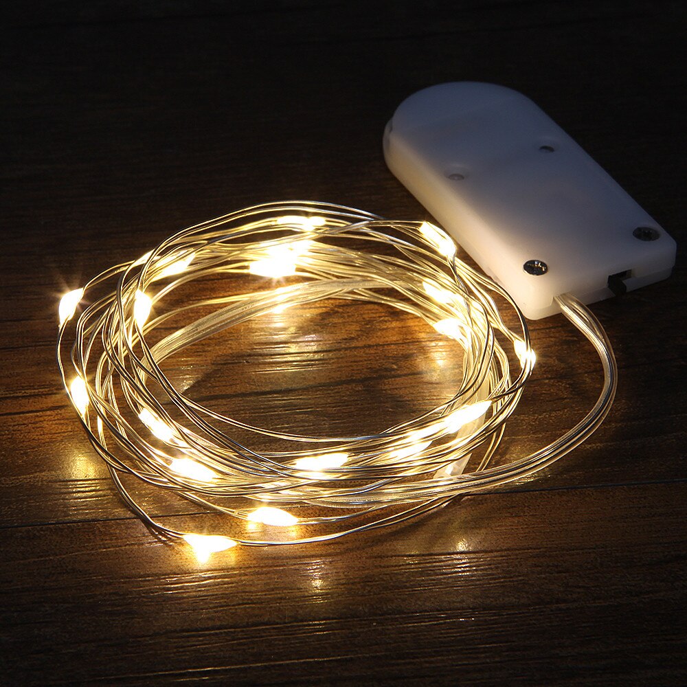 Kerstverlichting 2 M 20 LED Waterdichte Koperen mini Fairy String Light Warm Wit Decoratie Lamp Thuis Bruiloft CR2032 Batterij