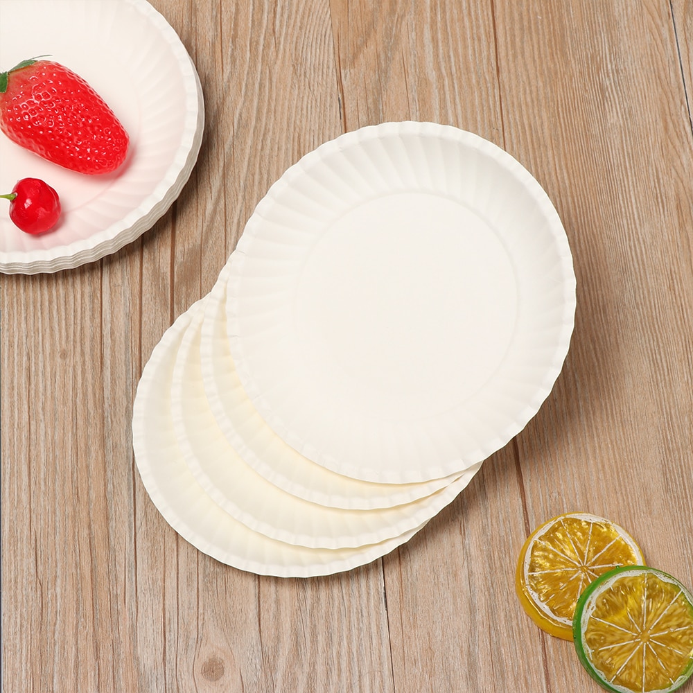 14/15.5/18/23 Cm Wegwerp Borden Wit Papier Disc Kids Verjaardag Platen Baby Shower Wedding Party Cake Pan effen Servies Suppl