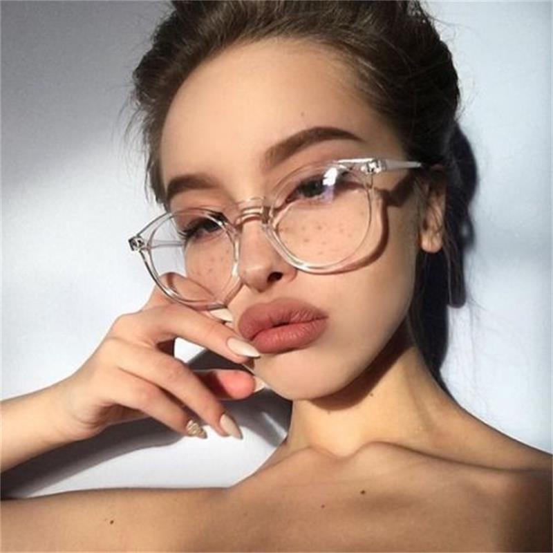 Retro runde briller kvinder gennemsigtige klare glas briller stel kvindelige klassiske vintage trends nitte briller briller