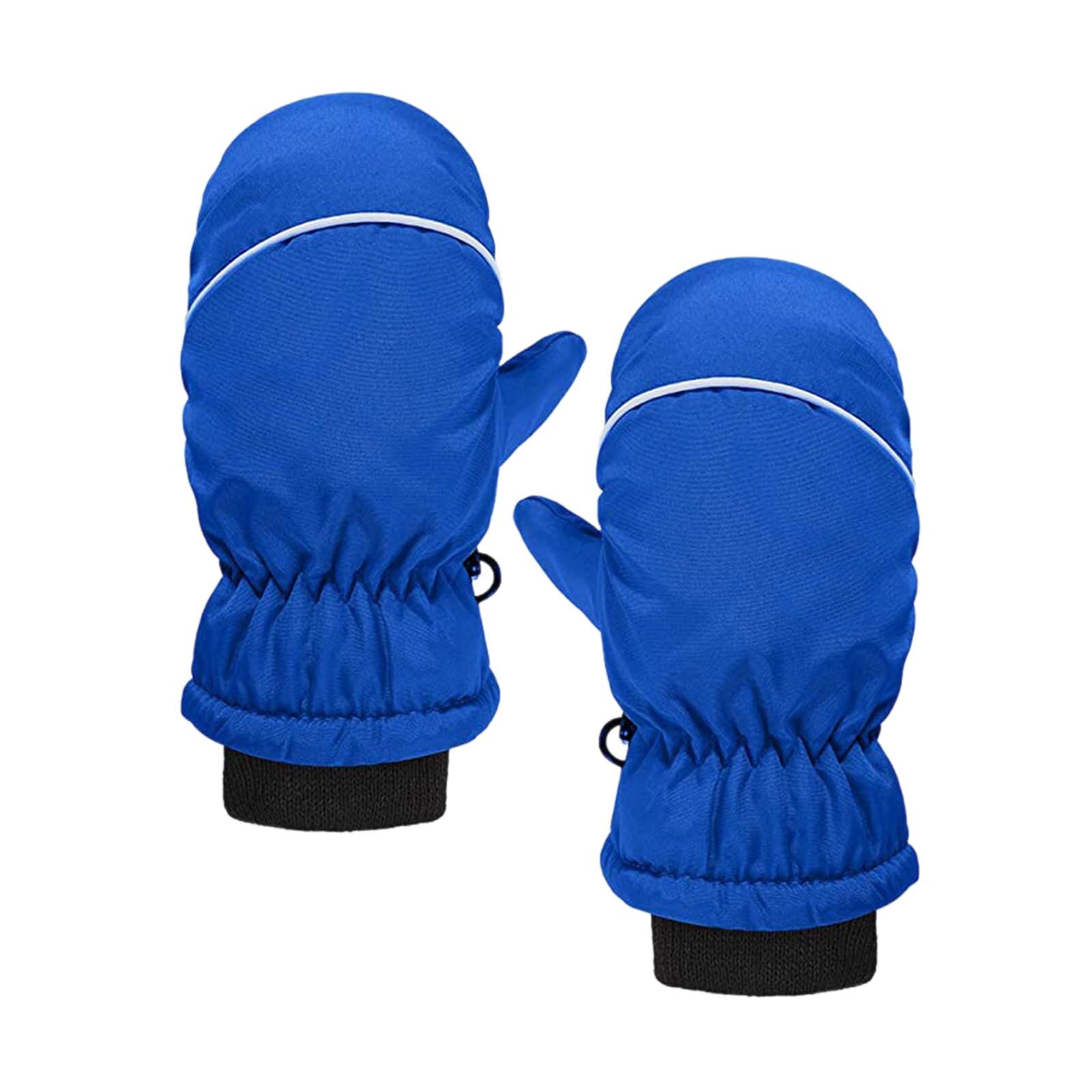 1 Pairs Kinderen Ski-Handschoenen Sneeuw Wanten Skiën Waterdichte Solid Winter Peuter Baby Jongens Meisjes Warm Ademend Sneeuw Wanten: Blauw