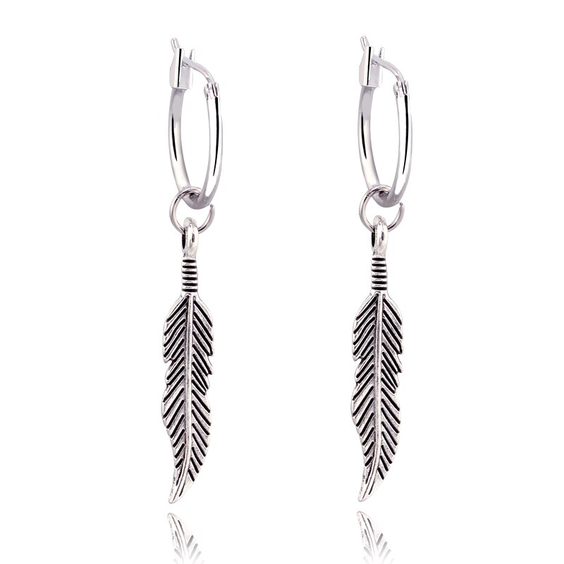 4 paires croix étoile plume petit cerceau boucles d'oreilles ensemble pour les femmes à la Punk Simple métal couleur foudre boucles d'oreilles bijoux