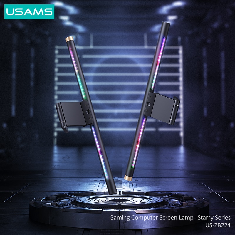 USAMS Gaming LED Computer Screen Light RGB Backlight USB Lights Desktop Lamp Desk Light Hanging Lamps For Office Study Reading