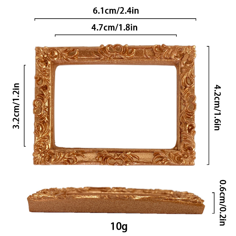 Mini marco de fotos dorado de resina europea, modelo en miniatura, marco de fotos, funda de teléfono DIY, accesorios de decoración, materiales: Blanco