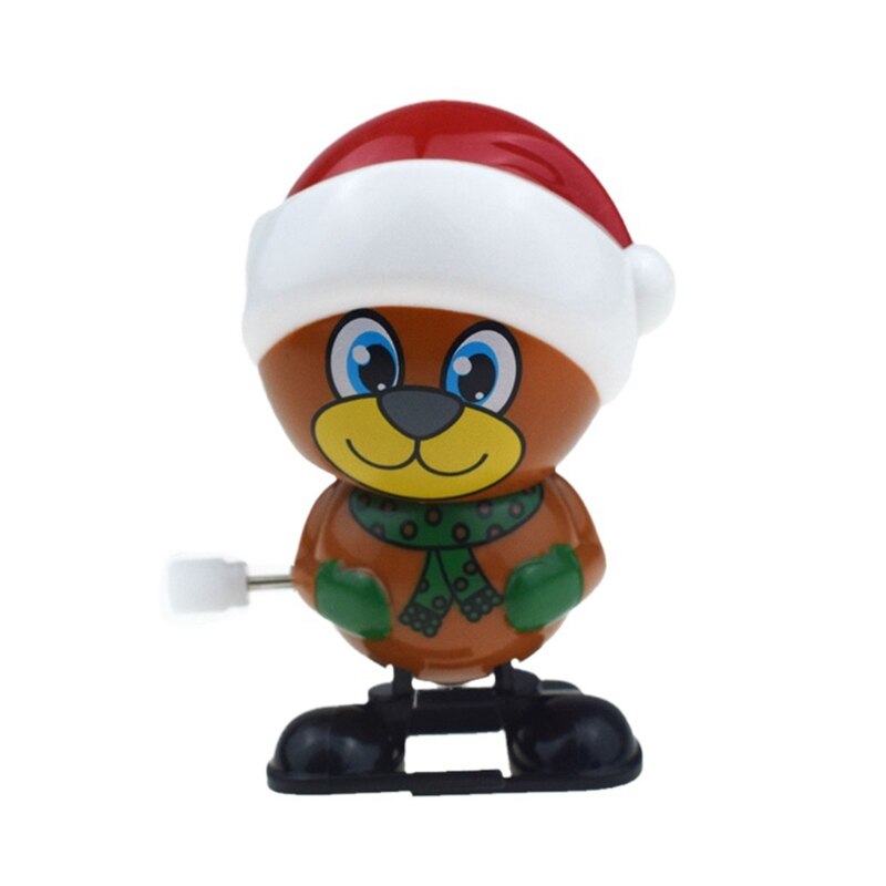 Colorful Mini Jumping Wind-up Toy Cute Penguin Snowman Santa Bear Shaped Fine ABS Party Supplies Easy Sleeping Tool: Q version bear