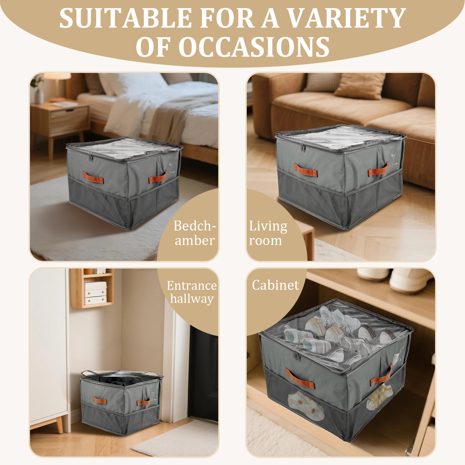 Skoskab med lynlås, støvtæt, pladsbesparende skoskab, skoopbevaringssystem til herrer og kvinder, skoopbevaringssystem med lynlås