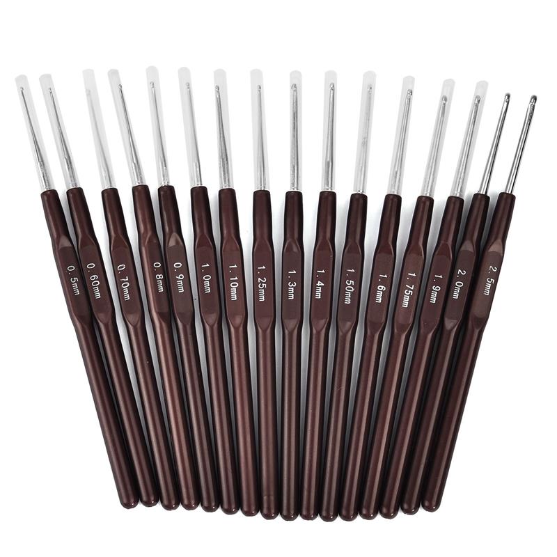 8Pcs Mix Size 2.5mm-6mm Crochet Hook Knit Weave Yarn Craft Knitting Needle Plastic Handle Knitting Hooks Needles Tools Christmas: Brown 0.5-2.5mm