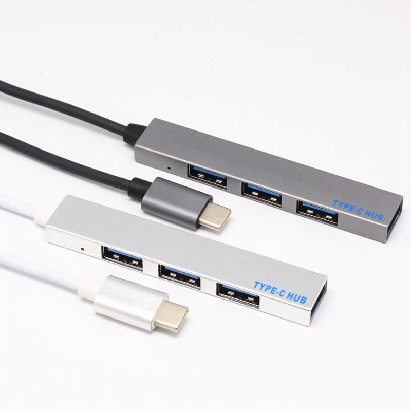 -Type-C USB Hub 4 Port Alloy USB-C 3.1 to USB 2.0 Type C OTG Fast Transfer LED Light for Laptop PC Mouse Macbook Huawei