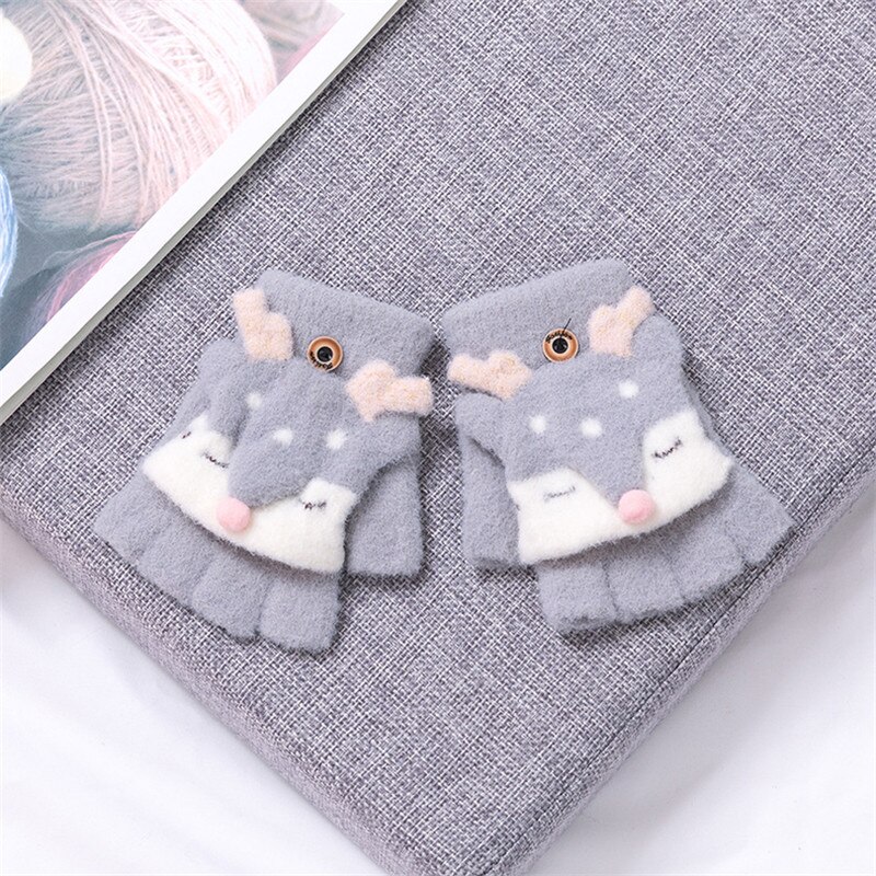 cerf bébé gants avec rabat hiver maternelle étudiant gants pour bébé filles et garçons enfants gants mitaines enfant lanière: grey