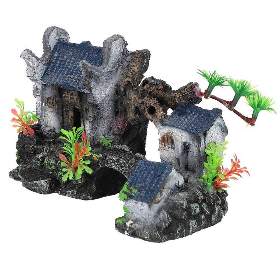 Aquarium hars decoratie aquarium rotstuin bergzicht rots grot stenen boom aquarium ornament decoratie aquarium benodigdheden