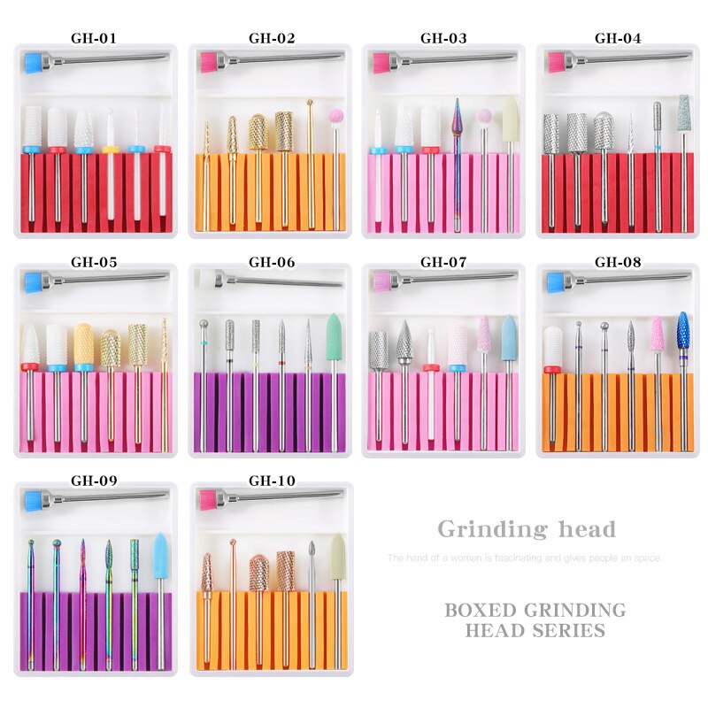 7Pcs/Set Tungsten Steel Nail Drill Bit Drill Ceramic Nails Things Punte Fresa Unghie Head Sanding for Nail Art