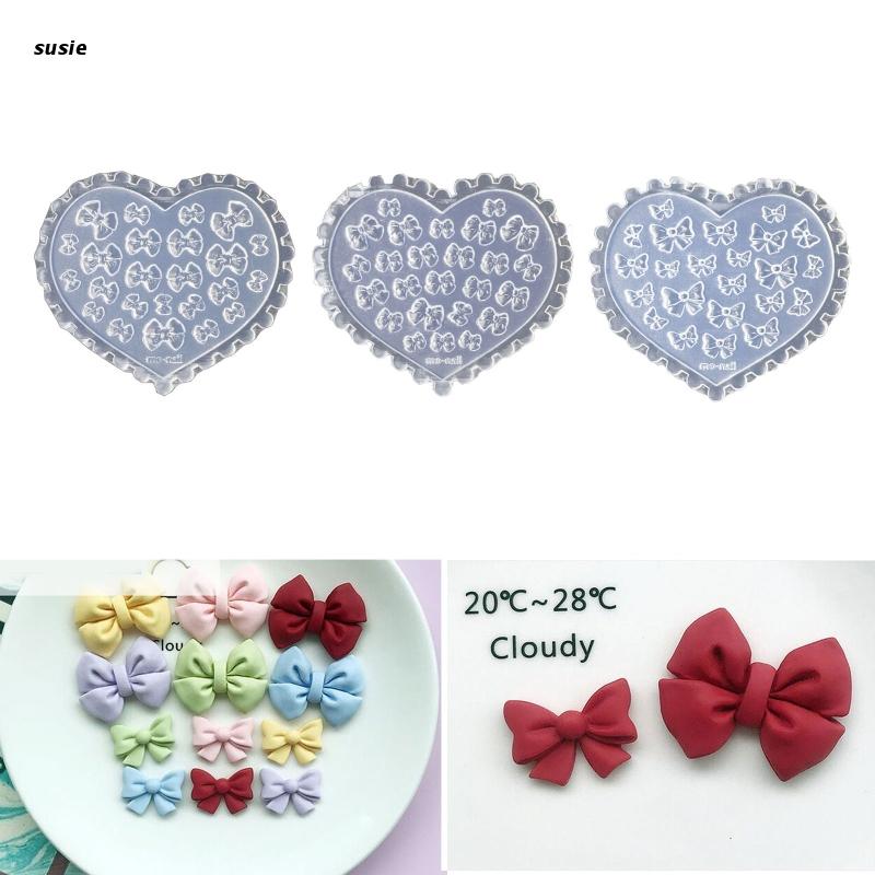 X7YA 3D Bow Tie Decorative Mold Nail Art Making Tool Silicone Carving Template Mould