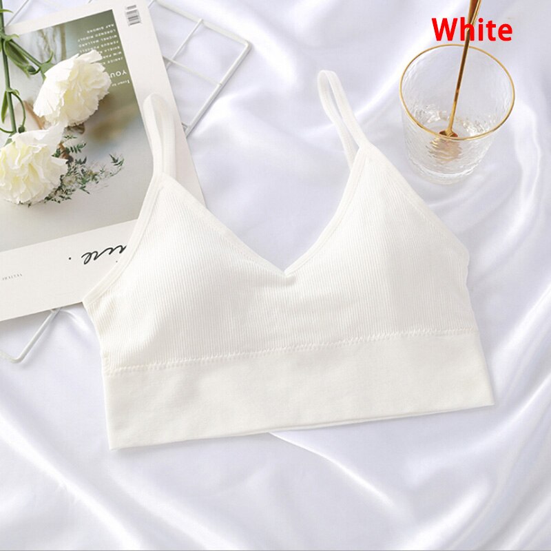 Female Push Up Women Bra Fitness Women Bralette Top Wire Free Padded Brassiere Bra Top Tube Top Underwear: white