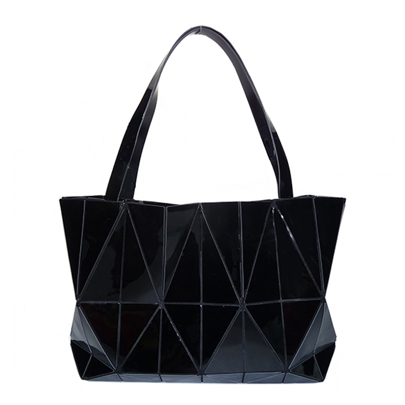 neue Bao Taschen Frauen Handtasche Geometrie Totes Pailletten Spiegel Saser Einfachen Klapp Schulter Taschen Leucht Tasche Bao Hologramm bolsa: Black