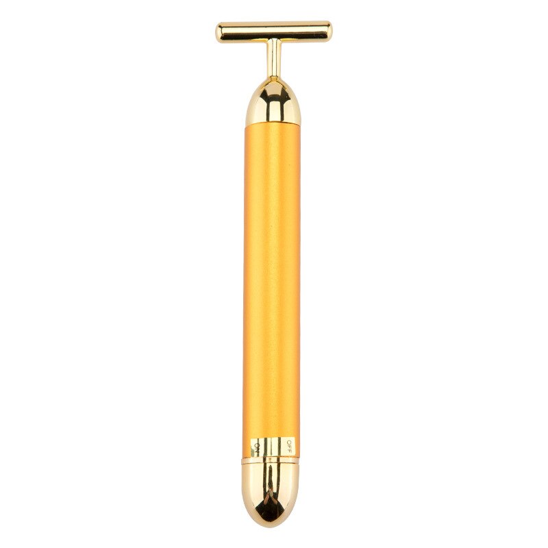 Rouleau électrique de Massage du visage, barre de beauté en or 24K, bâton de soins du visage vibrant et étanche: Gold