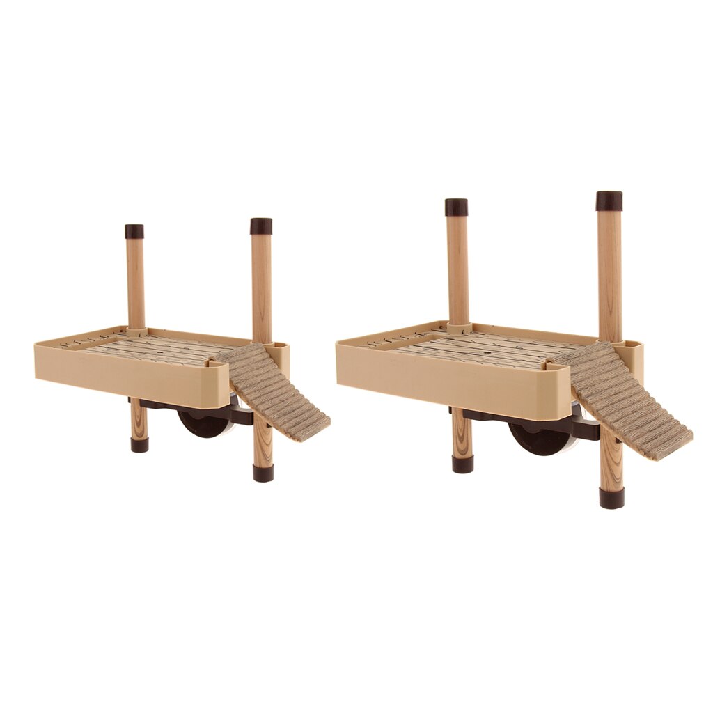 Turtle Terrapin Tank Float Pier Basking Platform with Food Feed Trough