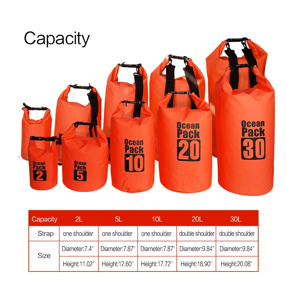 Wasserdichter Trockensack mit Rolltop-Sack hält Ausrügestochen trocken für Kajakfahren, Rafting, Bootfahren, Schwimmen, Camping, Wandern, Strand, Angeln: M / Grün