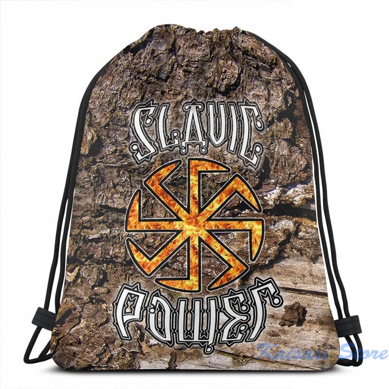 Slavic Power Kolovrat Symbol Little Sun USB Charge Backpack men School bags Women bag Travel laptop bag: Drawstring Bag