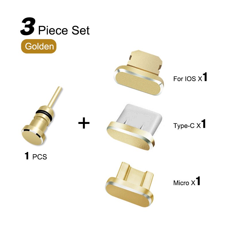 3.5mm AUX Earphone Jack Dust Plug Mobile Phone Car Computer Laptop With Ejector Pin Micro USB Type C Charging Port Tips Adapter: Gold dust plug