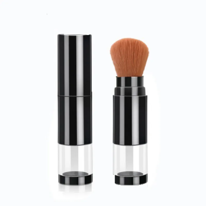 Brocha para base 2 en 1, brocha de maquillaje, colorete de viaje vacío con botella de polvo suelto recargable, tarro, herramientas de maquillaje de belleza: Azul
