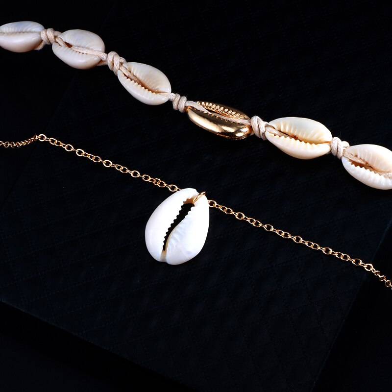 Tocona Bohemia Summer Shell Natural Stone Pendant Necklace for Women Gold Color Chain Chockers Minimalist Jewelry 2356