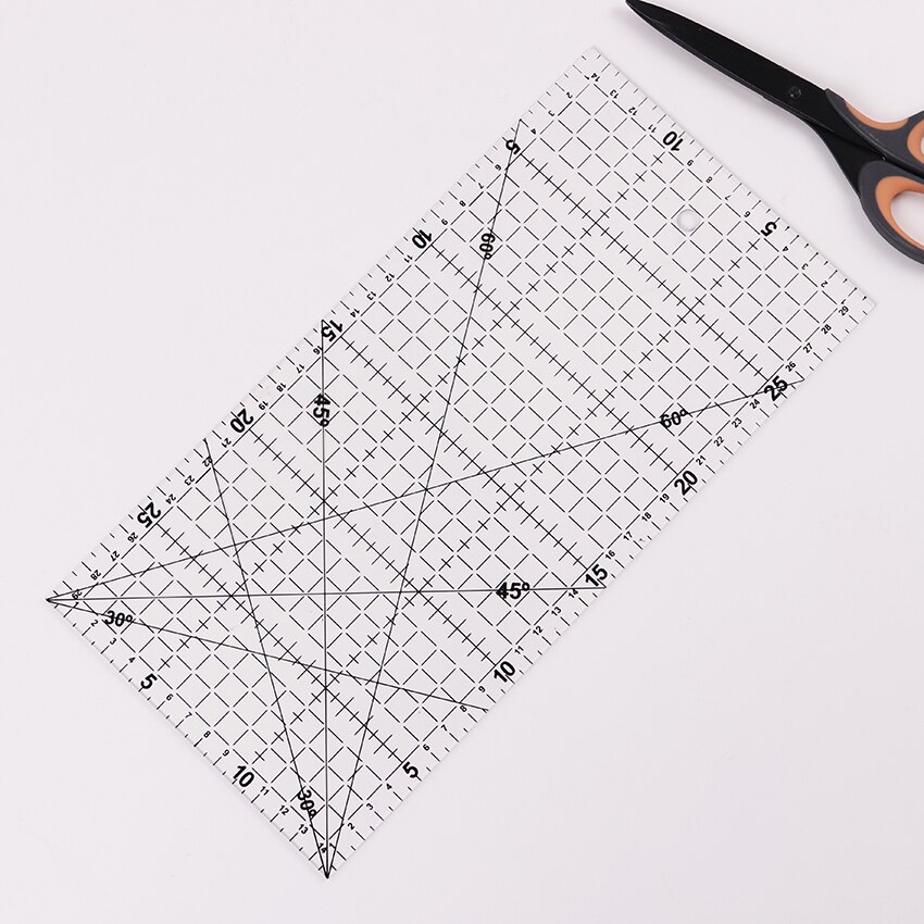 1 PC Transparent Quilting Acrylic Patchwork Aligned Ruler Grid Cutting Craft Scale Rule Drawing Tools Ruler 30x15cm