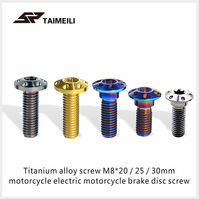 TAIMEILI Titanium Alloy Screw M8X20/25/30mm Motorcycle Brake Disc Screw Inner Plum Blossom Petal Head 1PCS