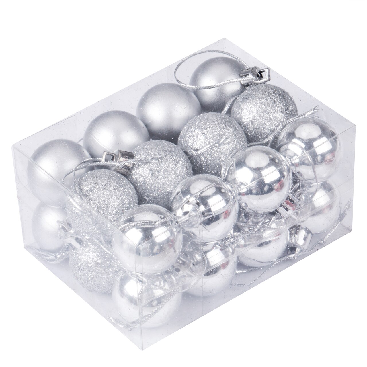 Joulupallokoristeet 24 kpl 2 '' joulukuusi joulupallo koristelu baubles party riippuva ornamentti: Hopea