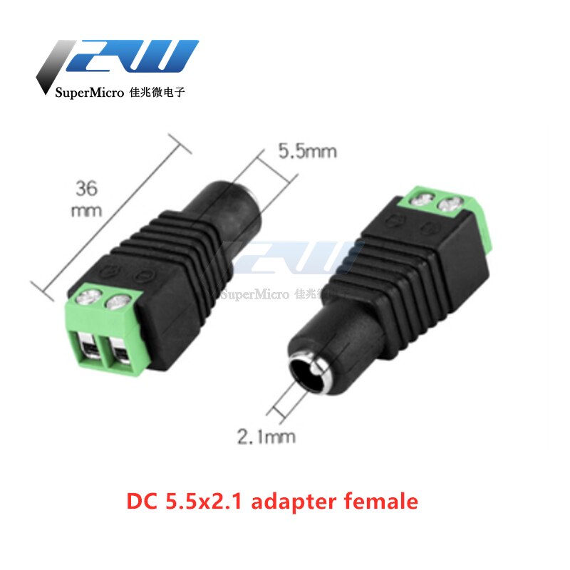 10pcs 12V 2.1x5.5mm 5.5*2.5mm solderless DC power male / female plug adapter connector 2.1/2.5mm socket for CCTV monochrome LED: DC5.5X2.1 femalex10