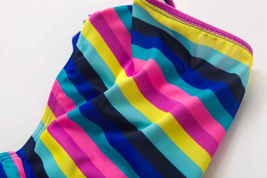 Baby Clothes Swimsuit Teen Kids Girls Rainbow Striped Two-pieces Swimwear Swimsuit Bikini Outfit Summer Cartoon Print Bimba