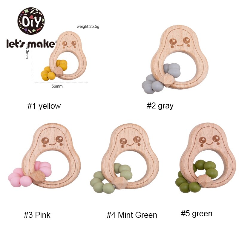 Laten We Chew Silicone Bijtring Kralen Avocado Armband Siliconen Crib Accessoires Tandjes Kralen Fopspeen Chain Baby Rammelaar