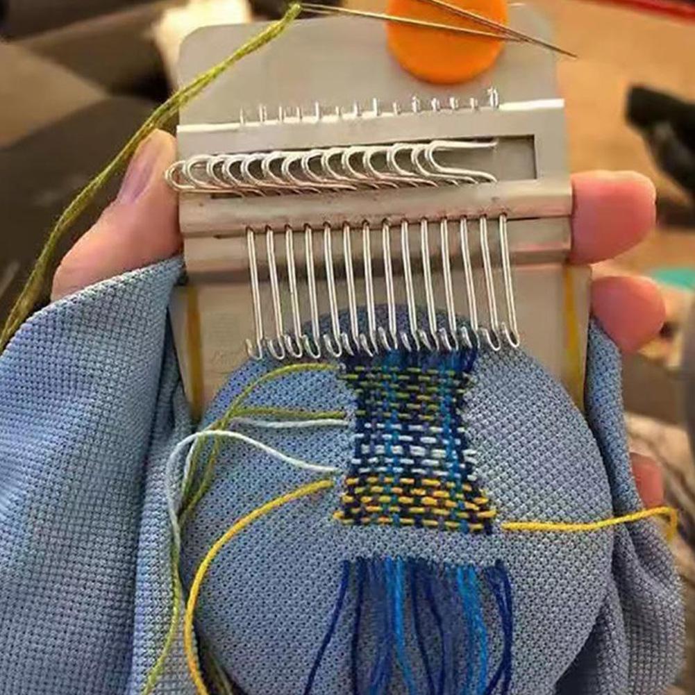 Minimáquina de telar de zurcir, herramienta de tejido tipo Speedweve de costura de ropa DIY, telar pequeño para máquina de zurcir con instrucciones