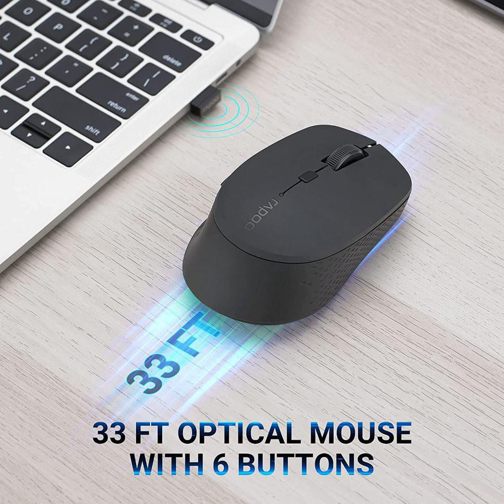 Rapoo M300G Silent Wireless Mouse Multi-mode Bluetooth Mouse Portable Optical Mice with Ergonomic Support up to 3 Devices
