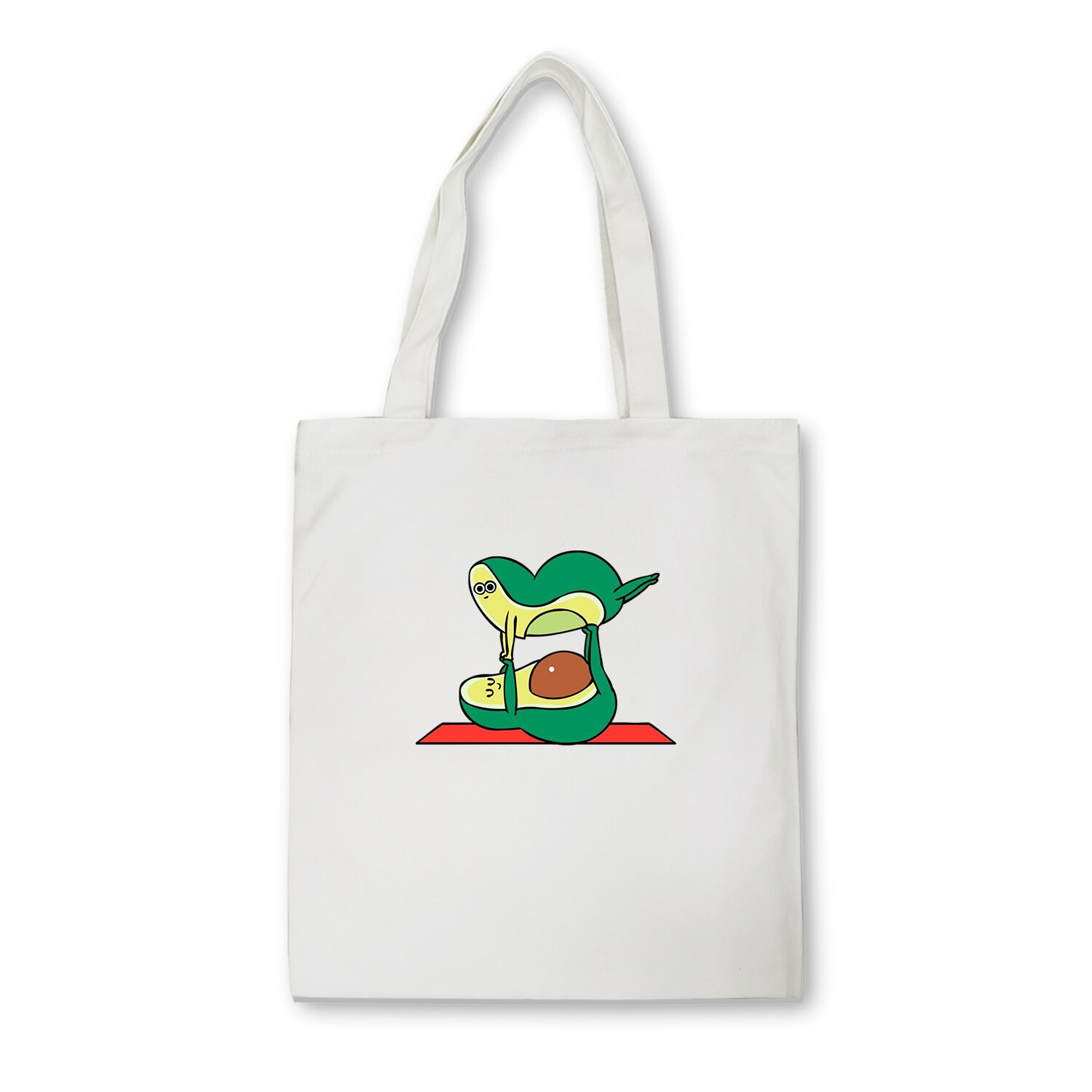 Nette Avocado Drucken Mehrweg Einkaufstasche Frauen Leinwand Tote Taschen Druck Eco Tasche Cartoon Bolsa De Compras Shopper Schulter Taschen: E80WHITE