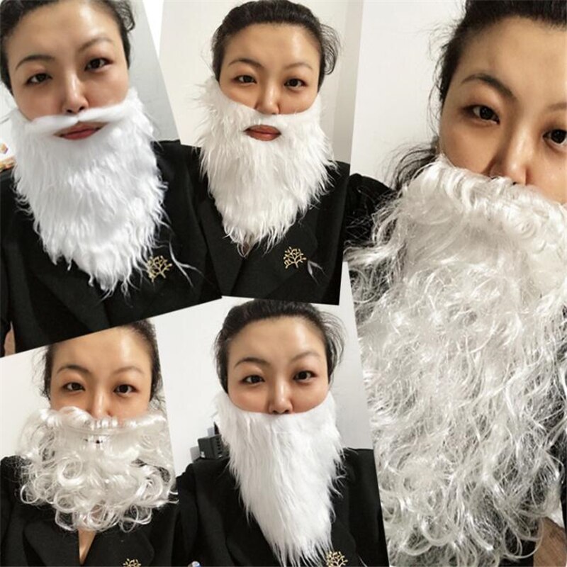 Sombrero de bigote de Papá Noel blanco , disfraz de disfraz, peluca de mago y barba, conjunto, decoración para de Navidad, halloween