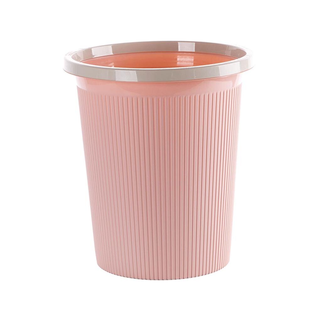 Trash Can Waste Bins with Clamping Ring Kitchen Bedroom Lidless Plastic Paper Basket Kitchen Rubbish Garbage Can Dustbin: L Pink