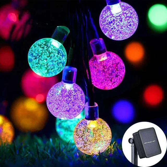 Solar Crystal Globe LED String Lights LED Solar Outdoor Light IP65 Fairy Light Wedding Garland for Garden Party Decor: RGB / 16-20W