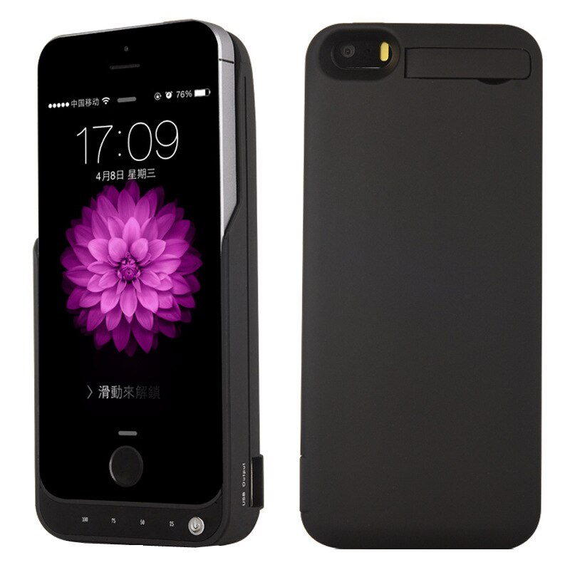 Telefoon Batterij Case 4200Mah Externe Batterij Opladen Case Voor Iphone 5 5 S Se Case Voor Iphone 5 Se telefoon Batterij Case: Black