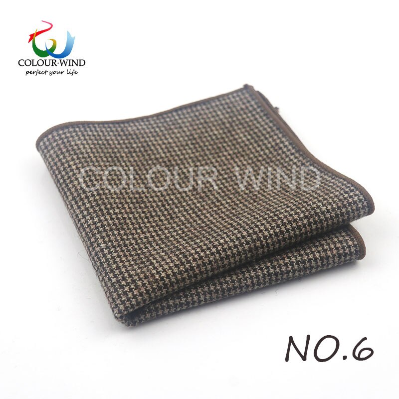 Classic Style Men's Handkerchief Scarves Vintage Wool Hankies Men's Pocket Square Striped Solid Cotton 24*24CM: 6