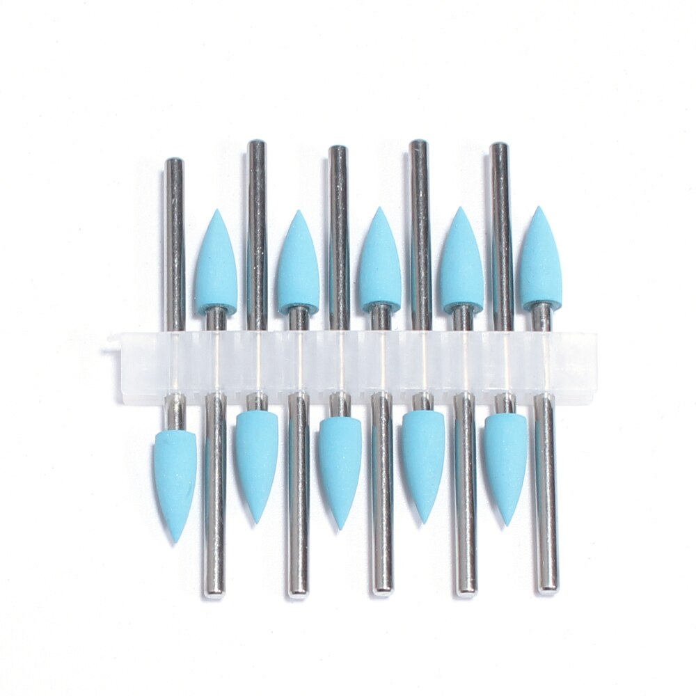 Unid/set de brocas de silicona para uñas, brocas de goma para manicura, brocas de fresado eléctrico rotativo, herramientas de rebaba, 10 unidades: P3G
