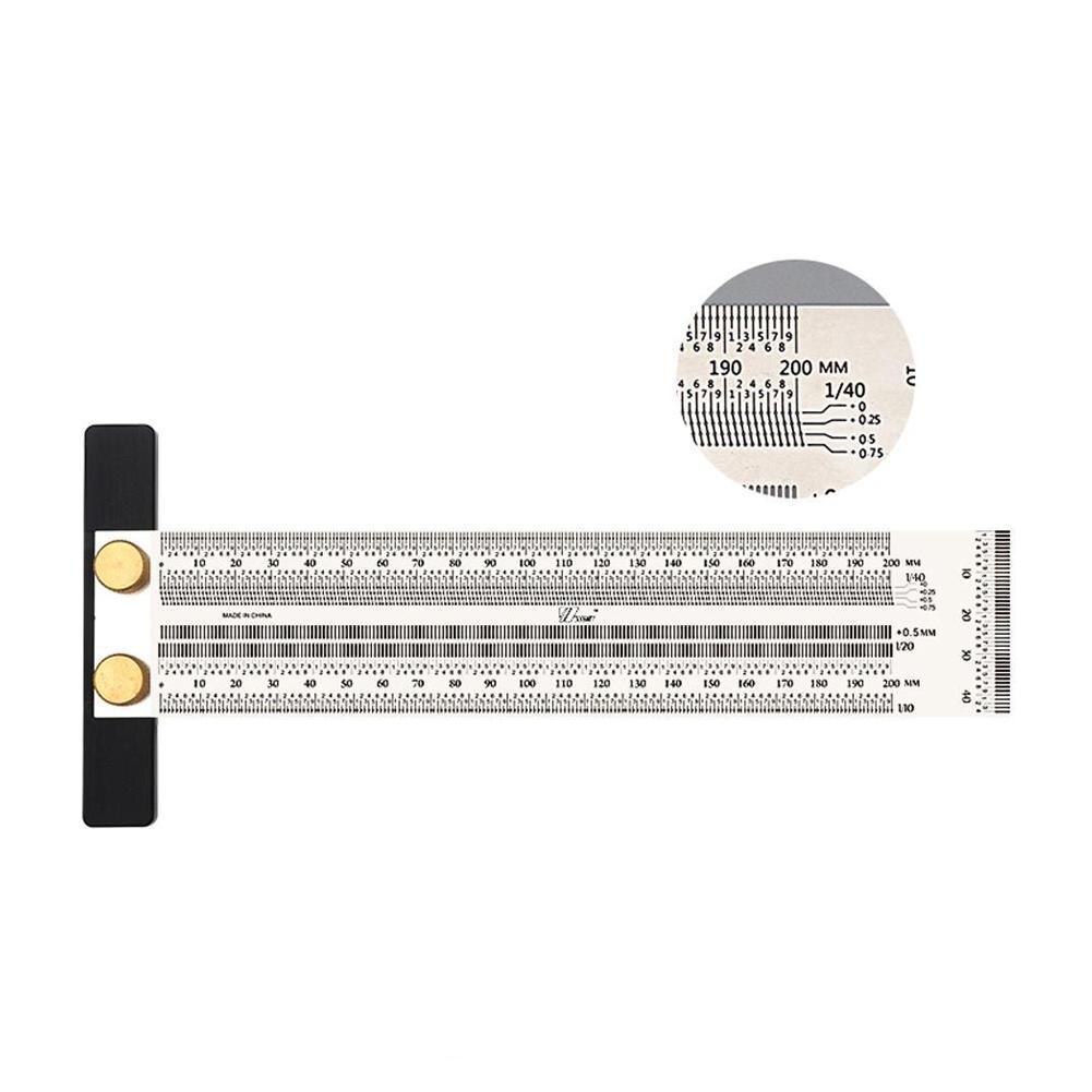Højpræcisions skala lineal t-type hul lineal rustfrit mærke stregmåler tømrer måleværktøj scribing træbearbejdning  i6 y 6