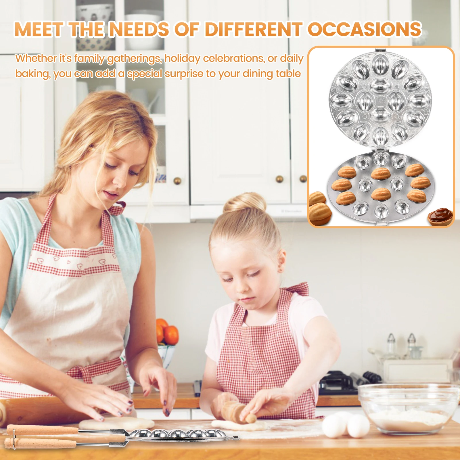 Stampo per biscotti alle noci 16 fori Creatore di biscotti alle noci Stampi per Oreshki antiaderenti Pasticceria Creatore di biscotti alle noci per cuocere gadget da cucina