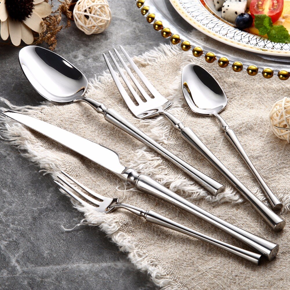 6pcs Luxury 18/10 Stainless Steel Dinner Knife Cutlery Kitchen Steak Knife Silverware Tableware Gothic Wedding (just knife)